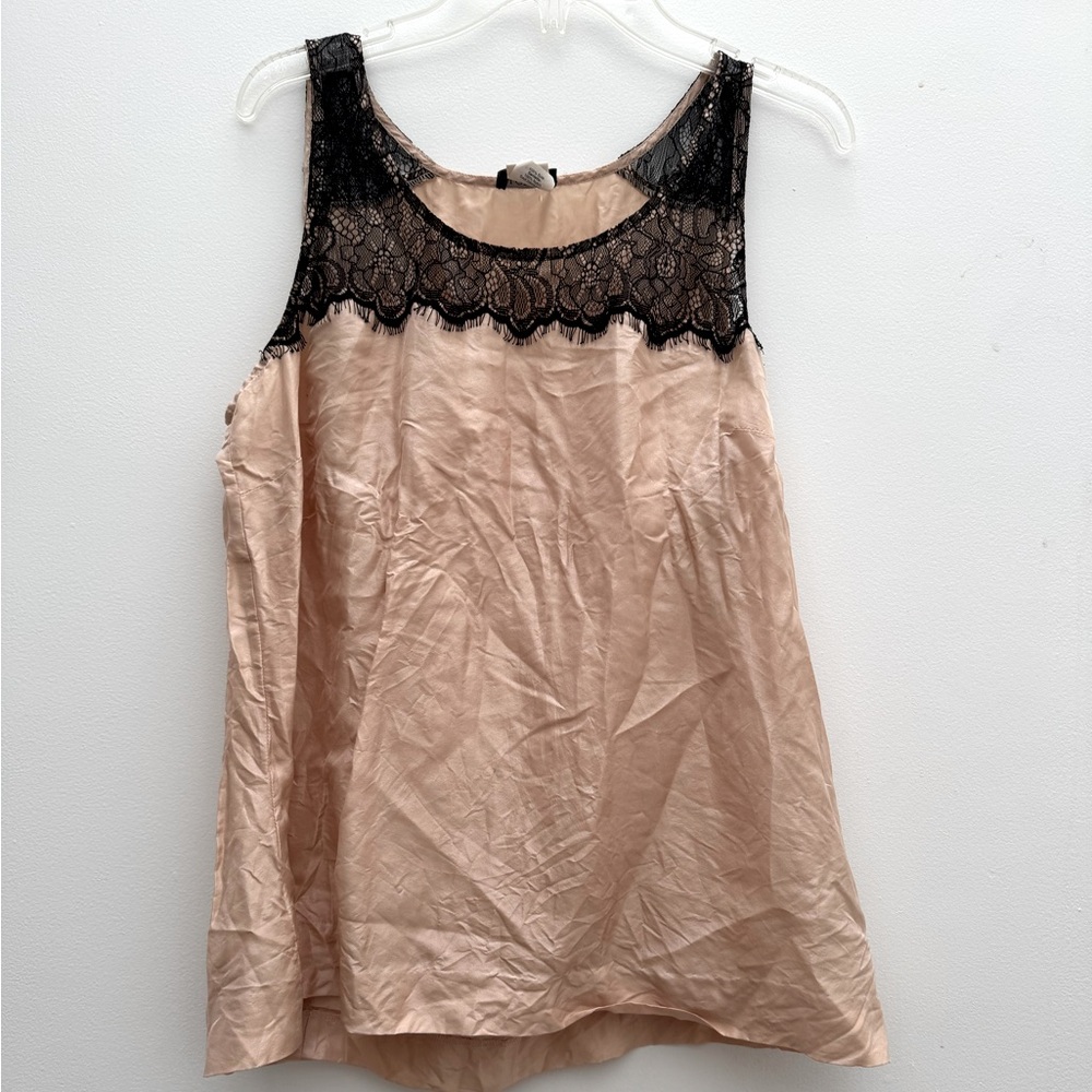 J Crew Light Pink Silk Lace Tank Top